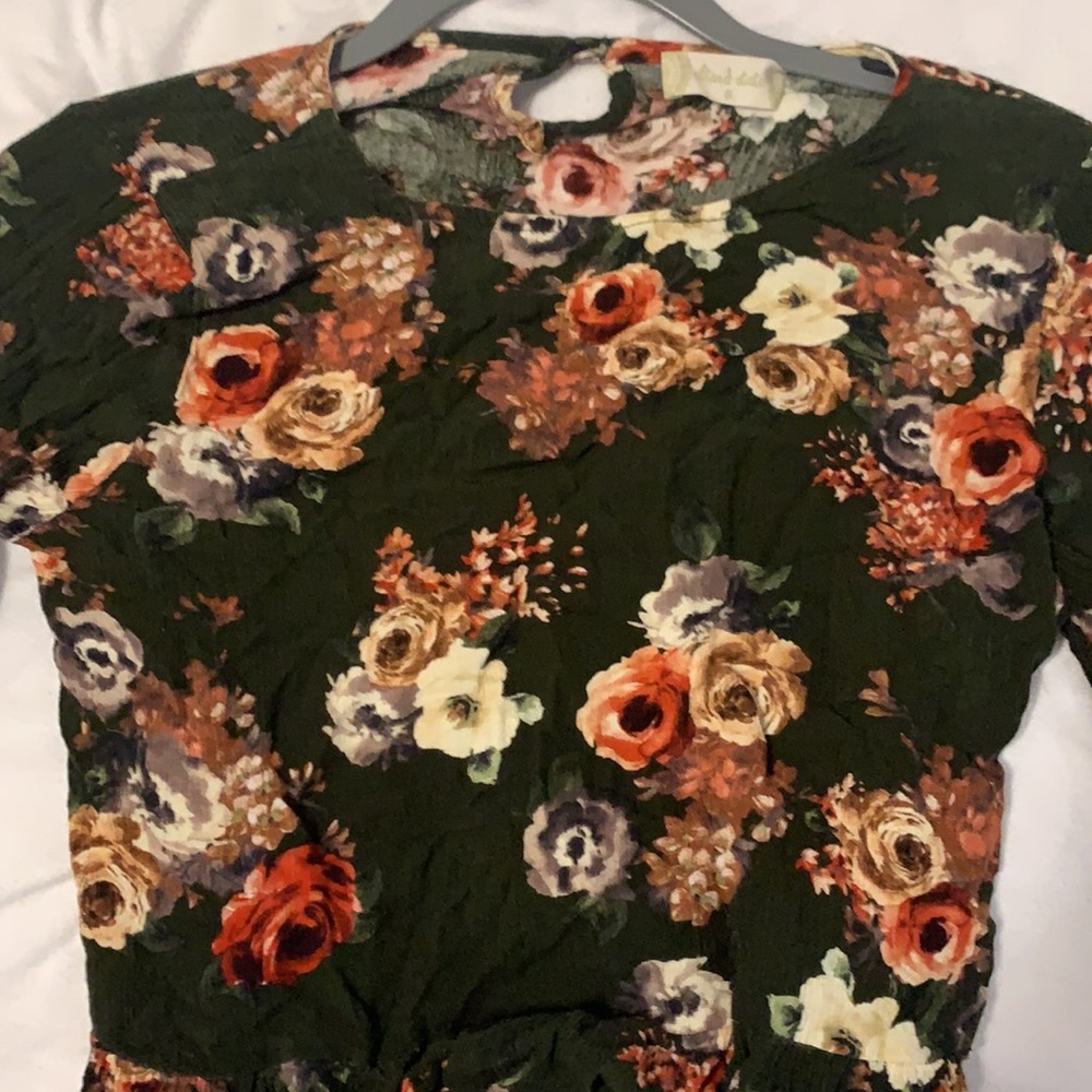 Altar’d State Small Dark Green Floral Top